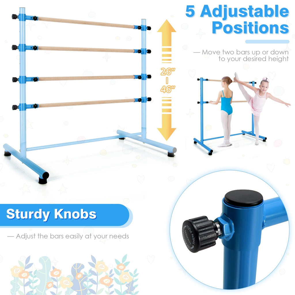 47 Inch Double Ballet Barre with Anti-Slip Footpads