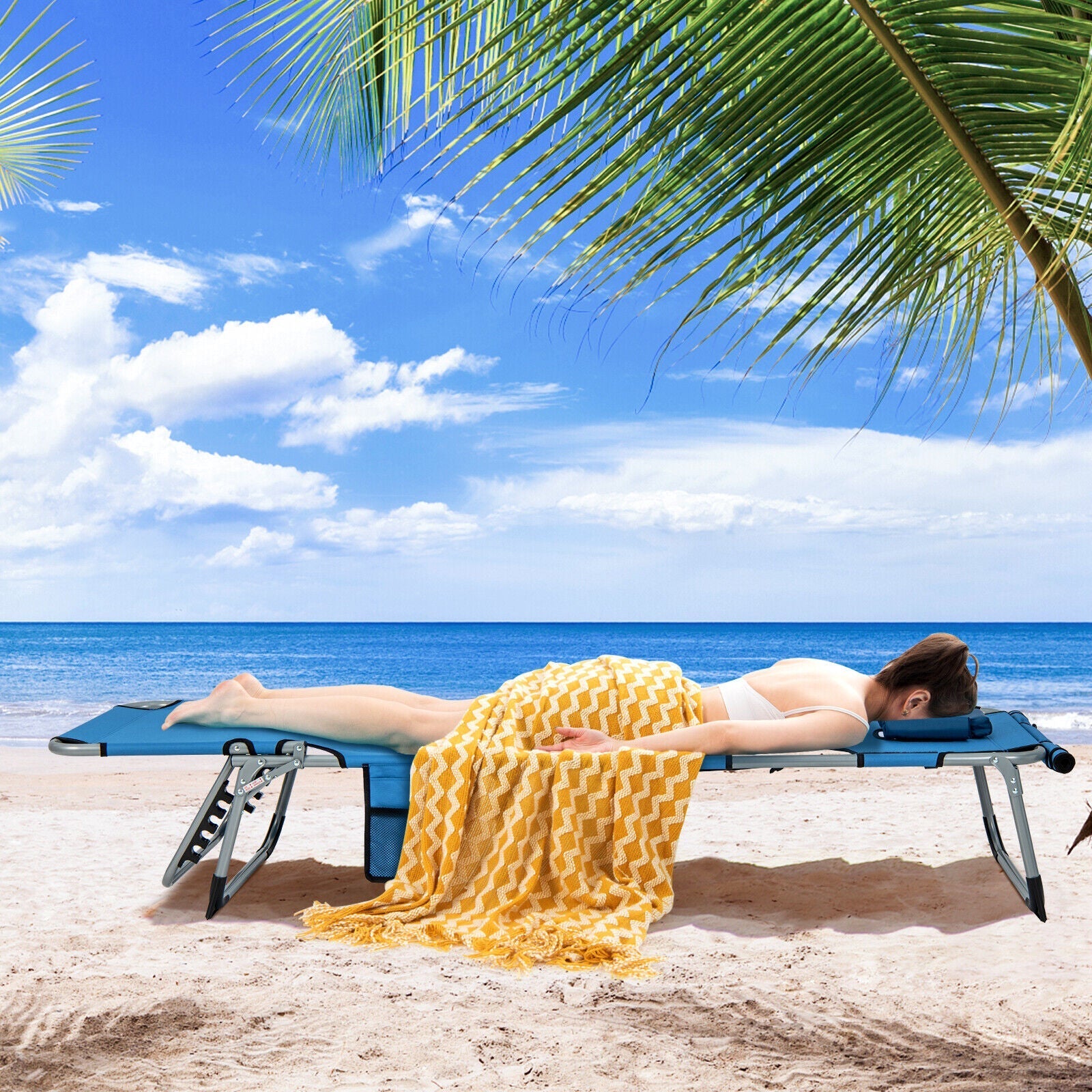 5-position Outdoor Folding Chaise Lounge Chair
