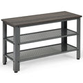 3-Tier Shoe Rack Industrial Shoe Bench with Storage Shelves