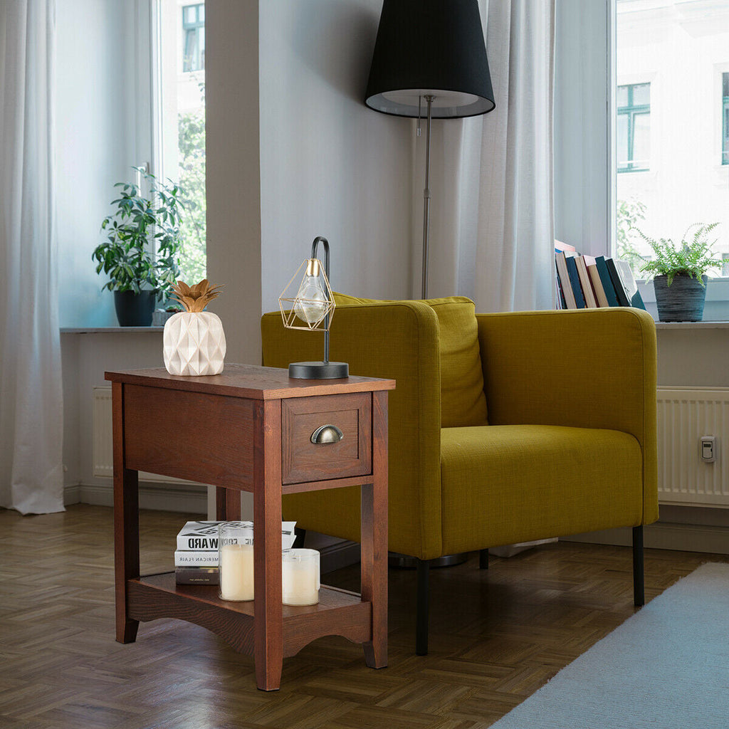 Contemporary Chair Side End Table Compact Table with Drawer Nightstand