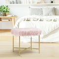 Faux Fur Ottoman Decorative Stool with Metal Legs