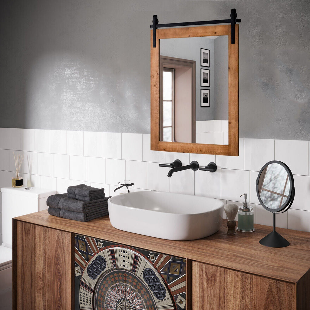 30 x 22 Inch Wall Mount Mirror with Wood Frame