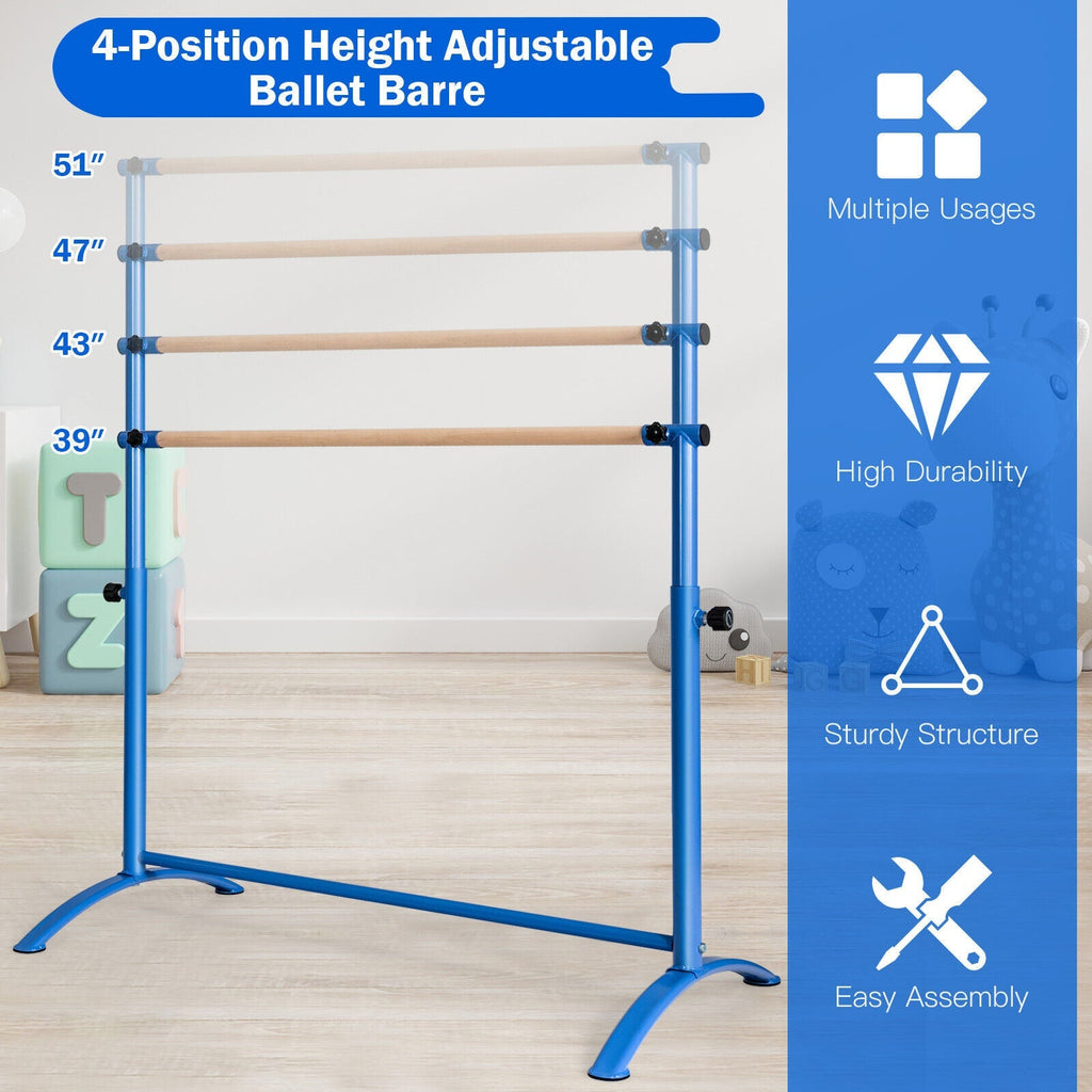 51 Inch Ballet Barre Bar with 4-Position Adjustable Height