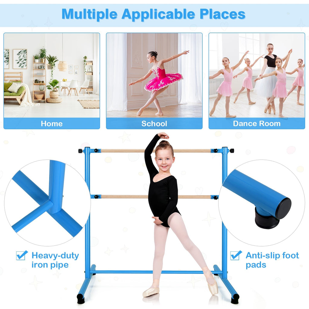 47 Inch Double Ballet Barre with Anti-Slip Footpads