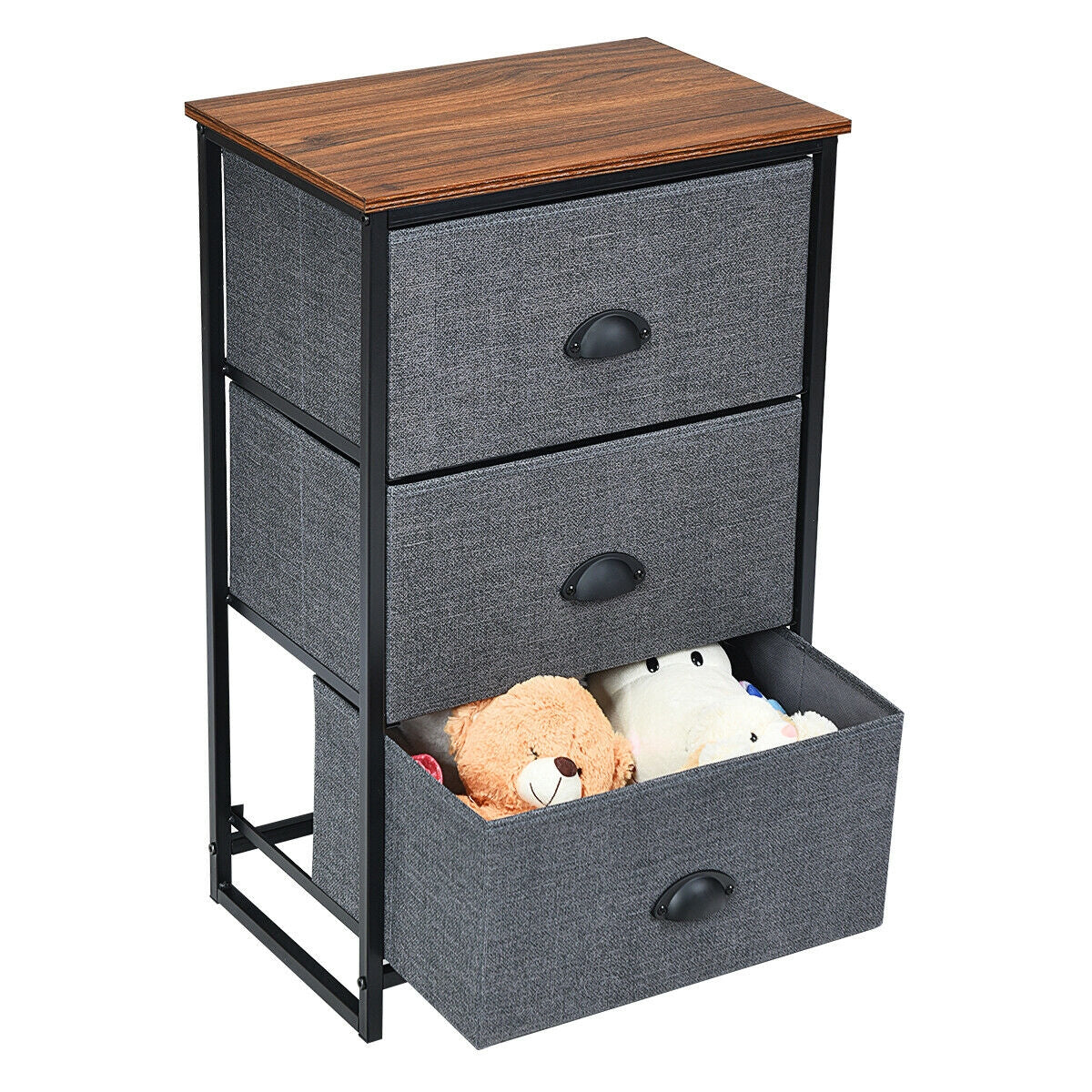 Nightstand Side Table Storage Tower Dresser Chest with 3 Drawers