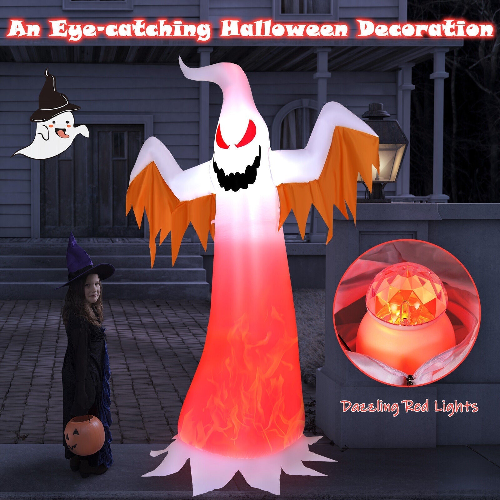 6 Feet Halloween Inflatable Ghost Quick Blow up Halloween D√©cor with LED Lights