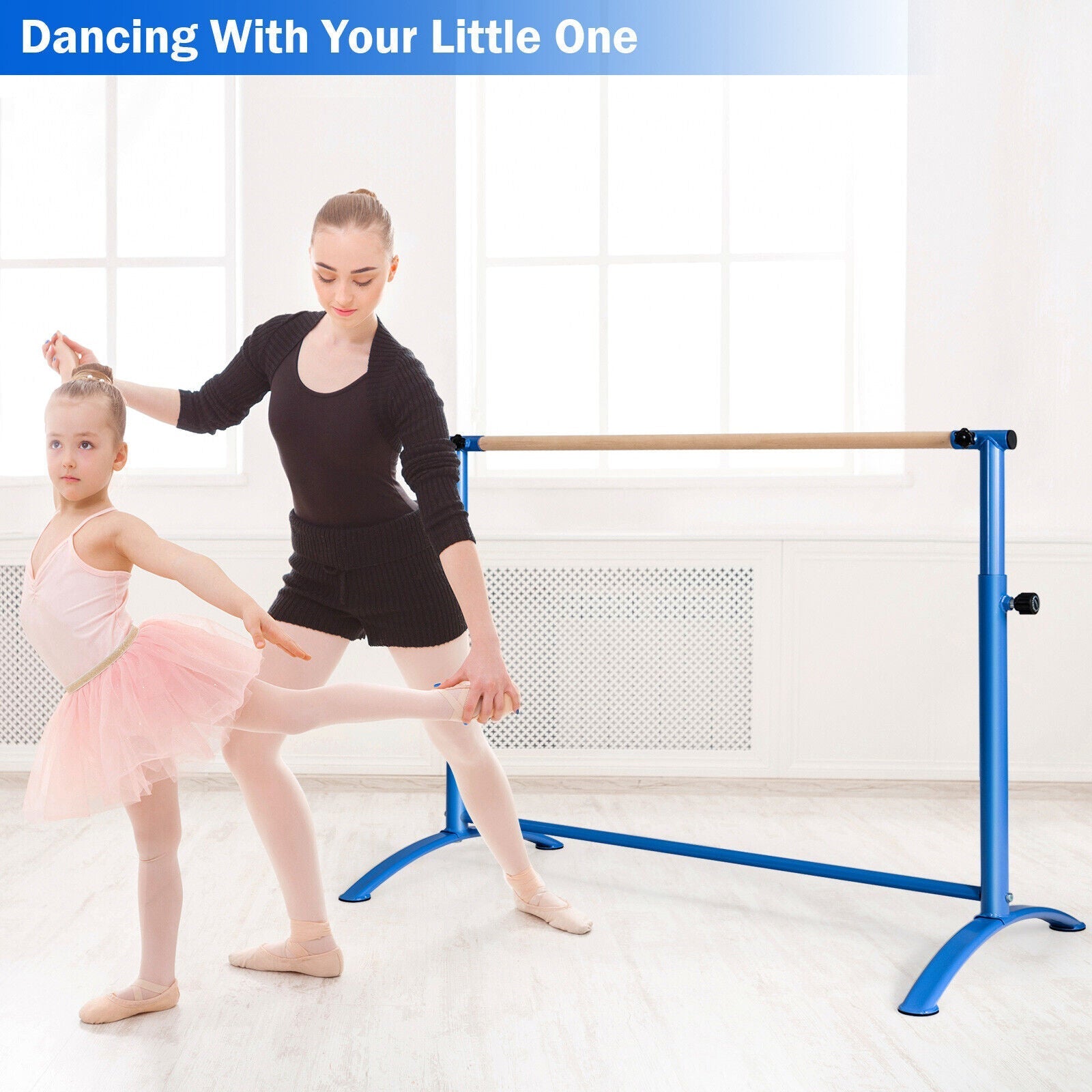 51 Inch Ballet Barre Bar with 4-Position Adjustable Height