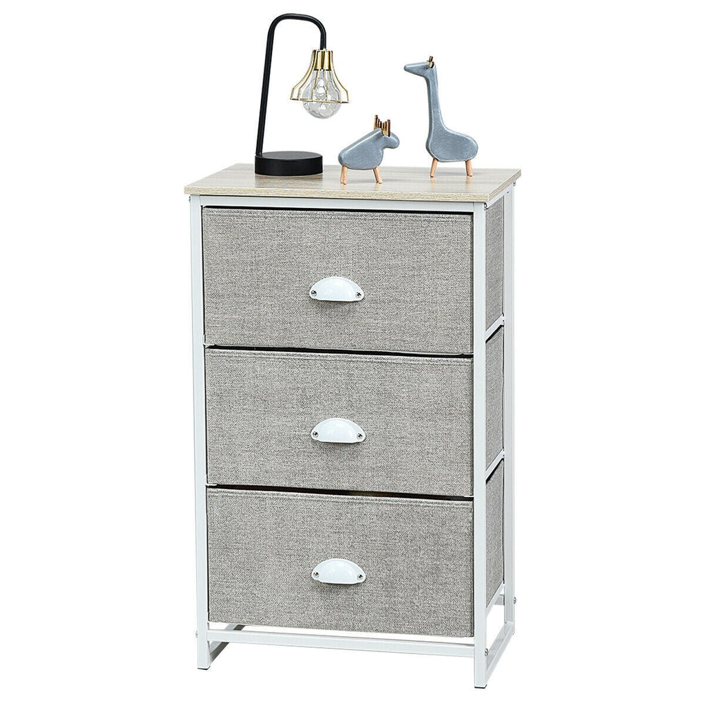Nightstand Side Table Storage Tower Dresser Chest with 3 Drawers