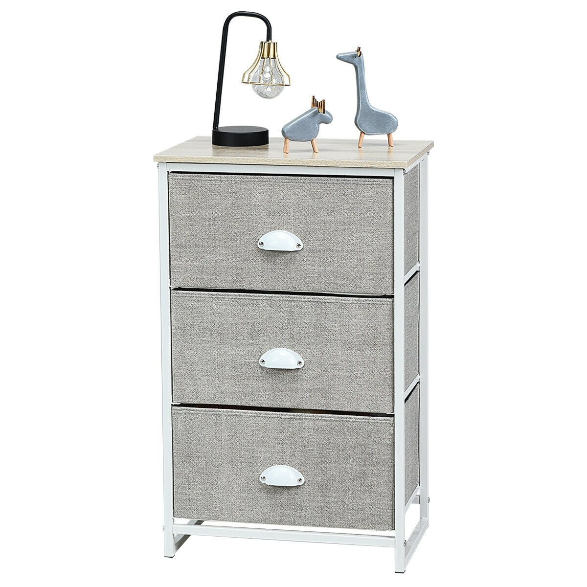 Nightstand Side Table Storage Tower Dresser Chest with 3 Drawers
