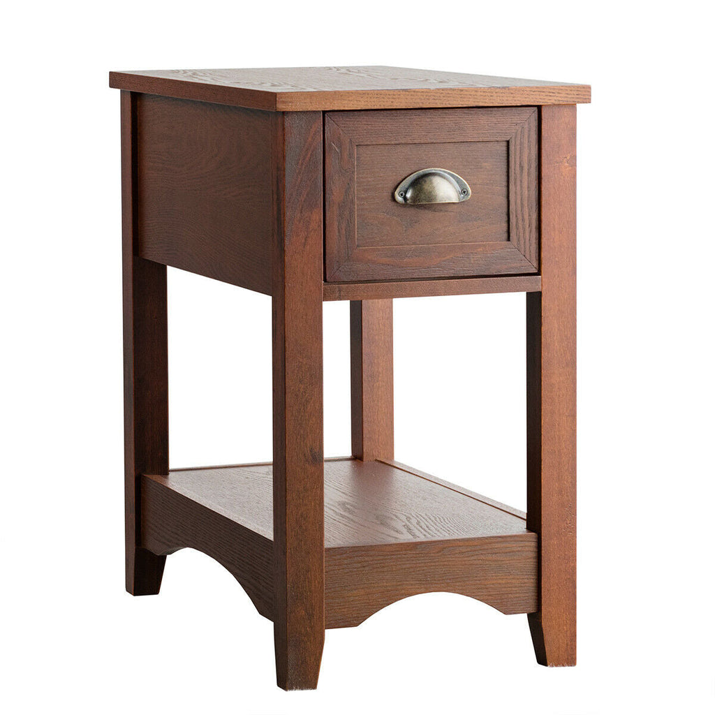 Contemporary Chair Side End Table Compact Table with Drawer Nightstand