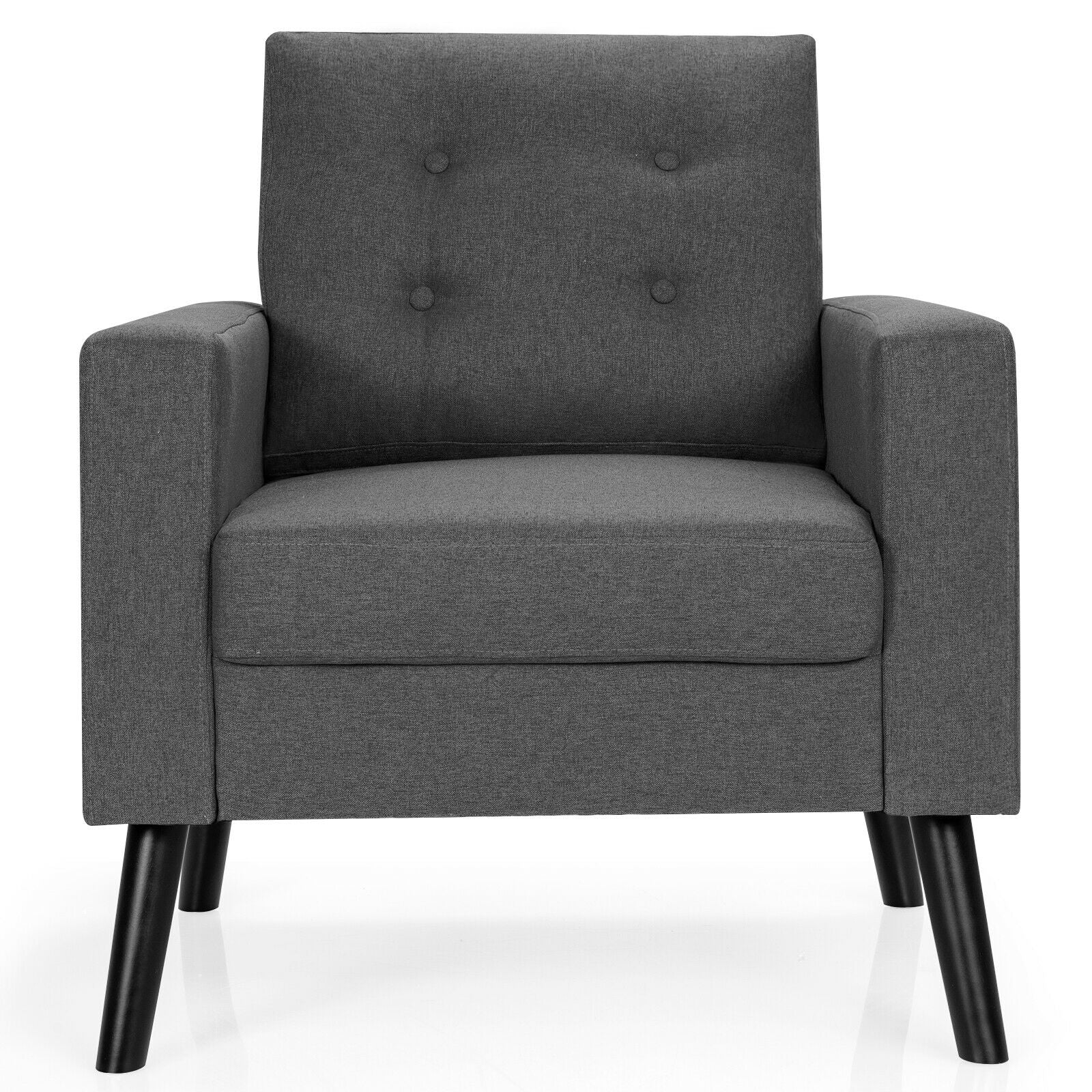 Mid-Century Upholstered Armchair Club Chair with Rubber Wood Legs