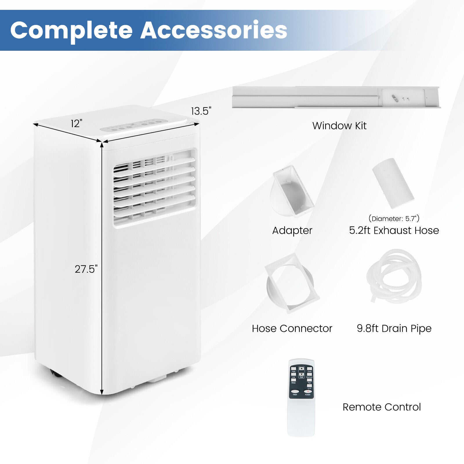 Portable Air Conditioner 5000 BTU Cools 250 Sq Ft with Remote