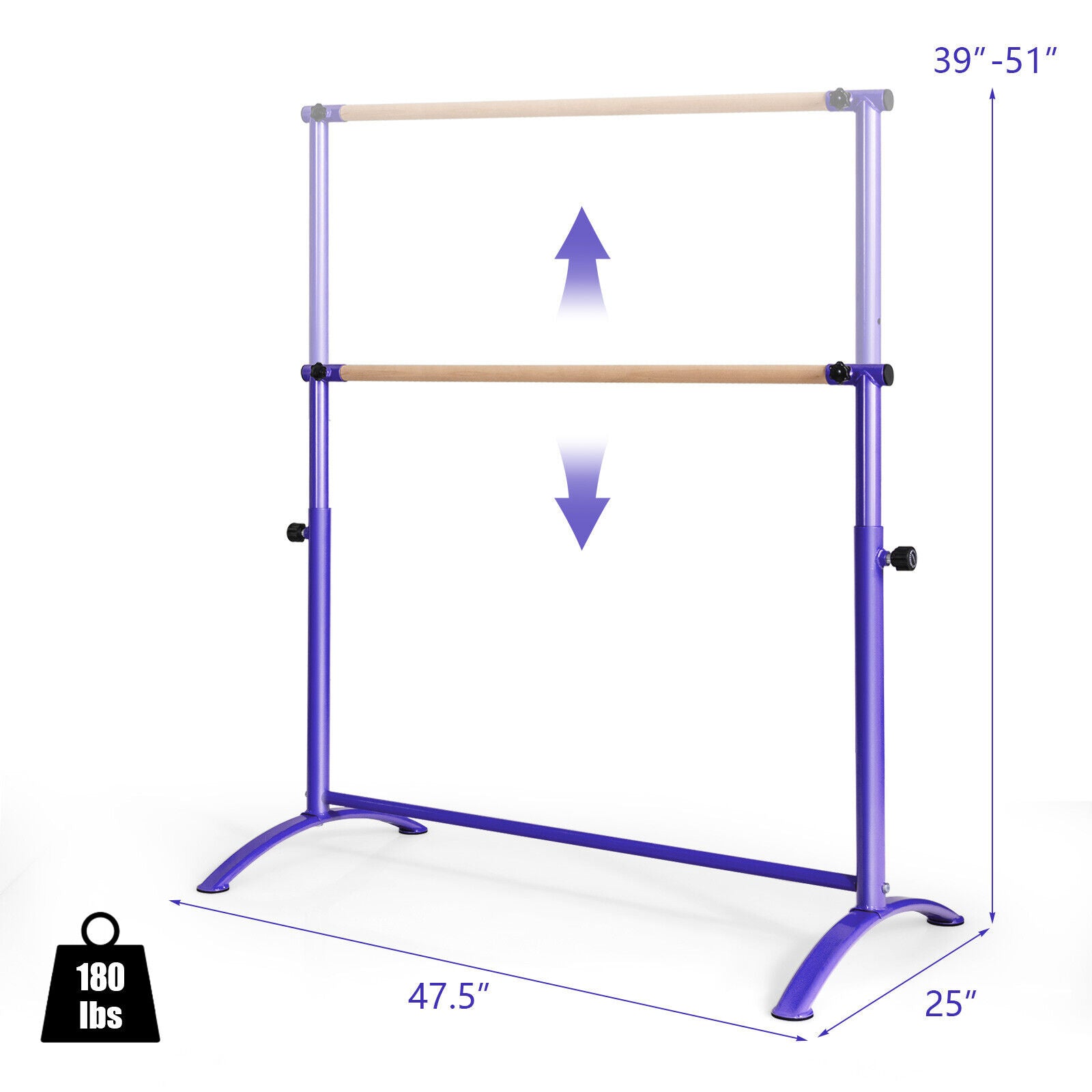 51 Inch Ballet Barre Bar with 4-Position Adjustable Height