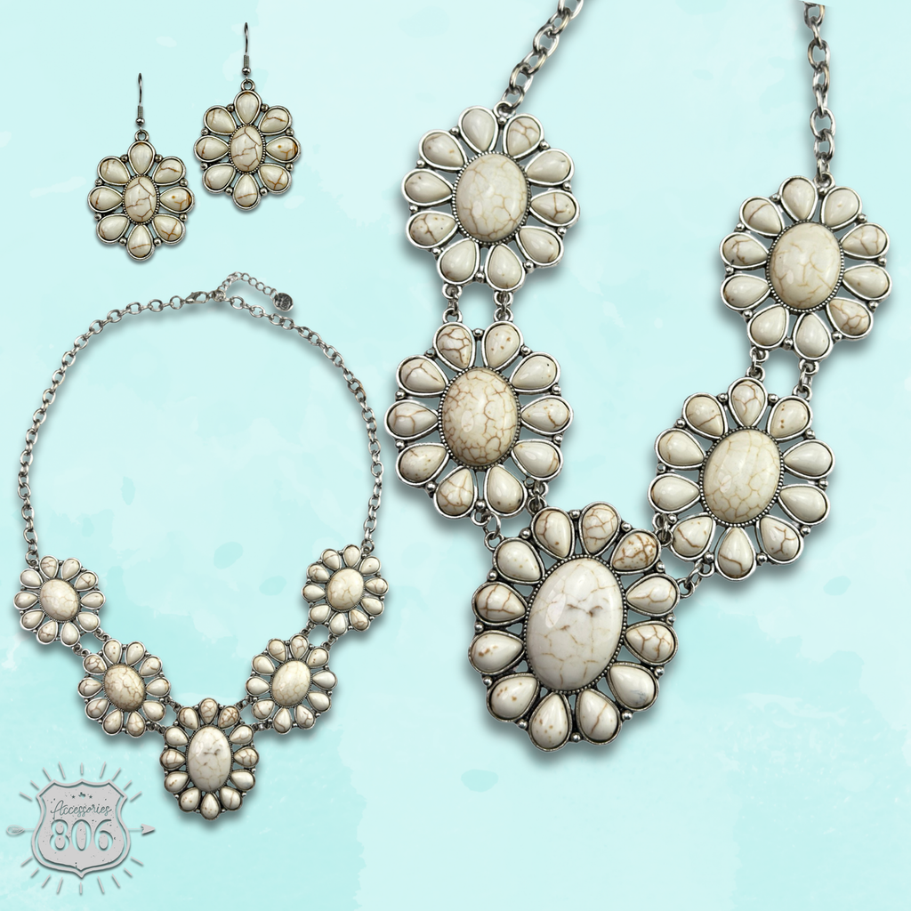 Stone flower necklace set, last call