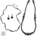 Burnished bead long necklace set