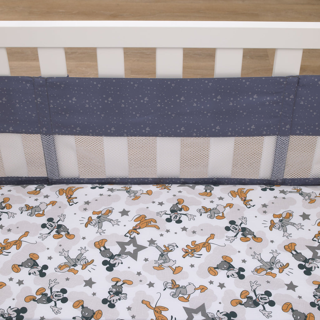 Mickey Mouse Love Mickey Navy and Gray Crib Liner