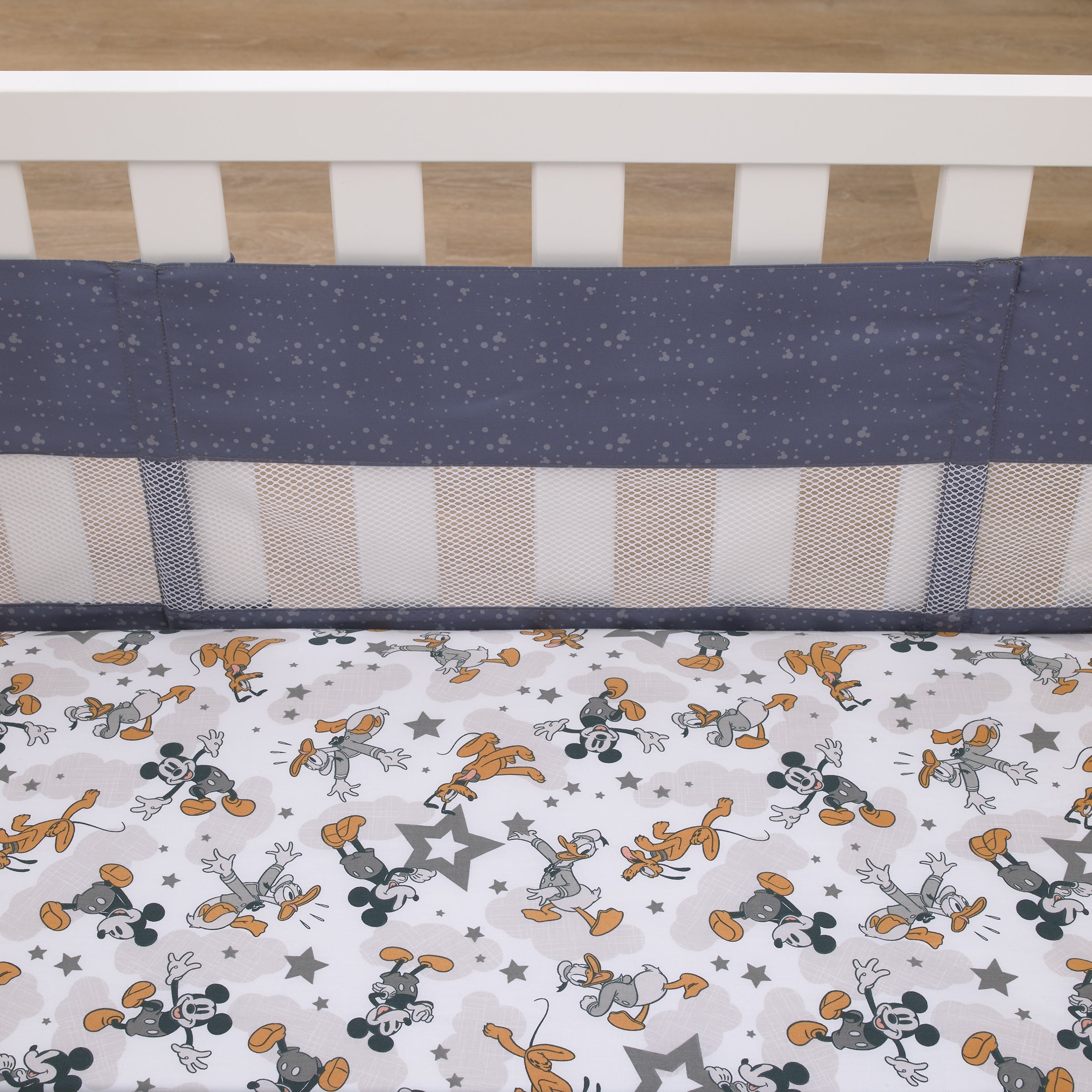 Mickey Mouse Love Mickey Navy and Gray Crib Liner