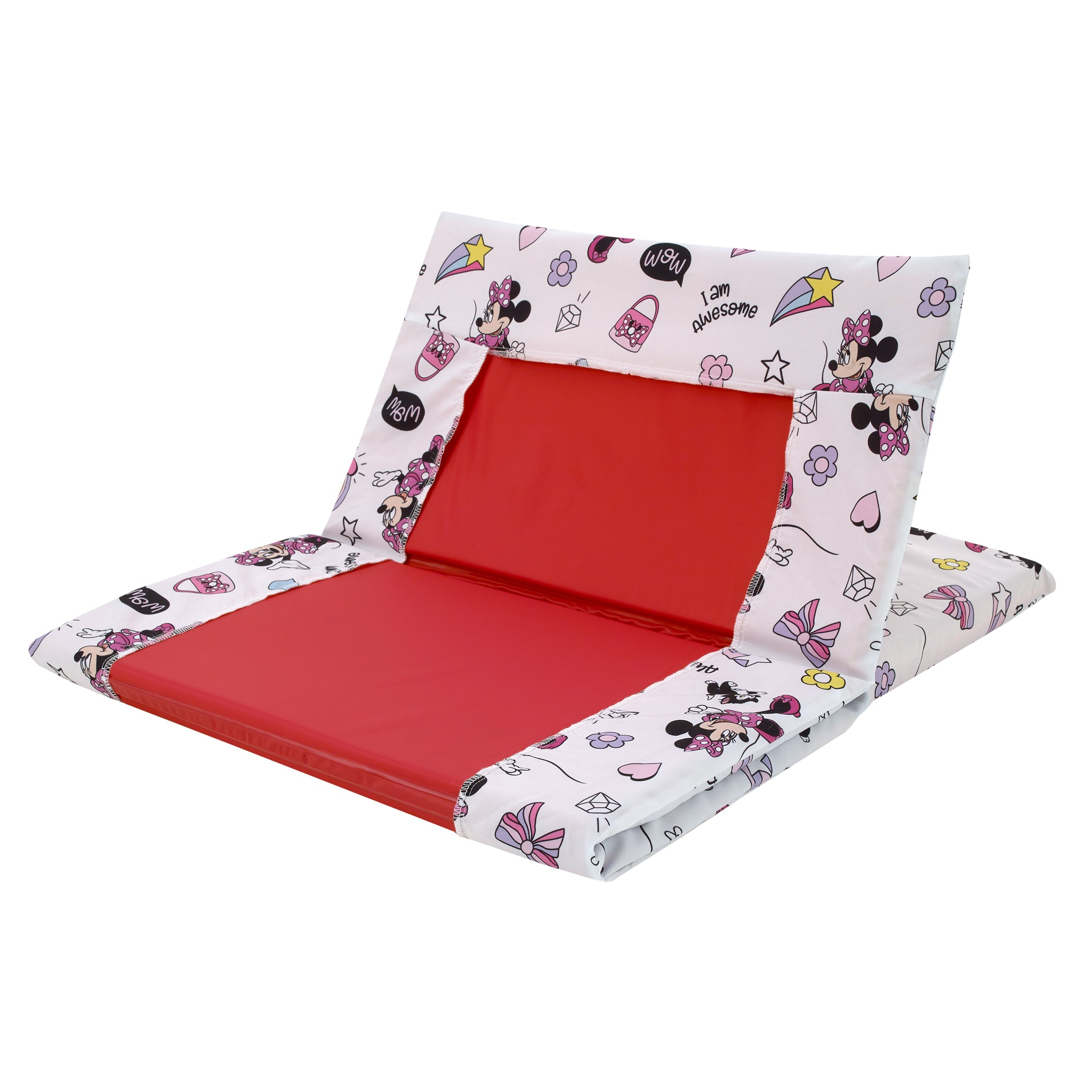 Minnie Mouse I am Awesome Lavender, Pink and White, Daisy Duck Rainbow Hearts and Stars Preschool Nap Pad Sheet