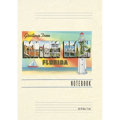 Vintage Lined Notebook Greetings from Daytona Beach, Florida - Paperback