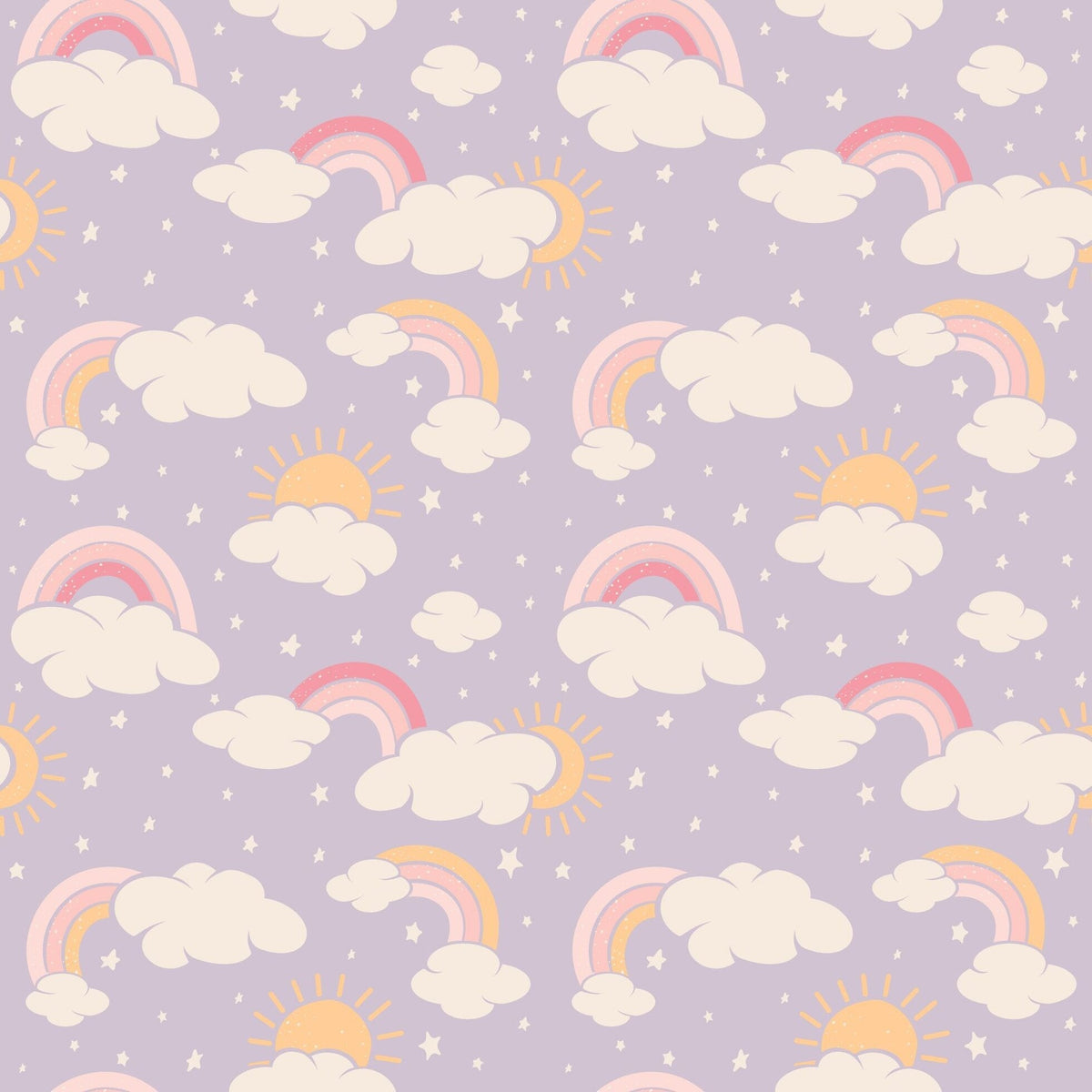 Lavender Rainbows and Clouds Smocked Vintage Dress