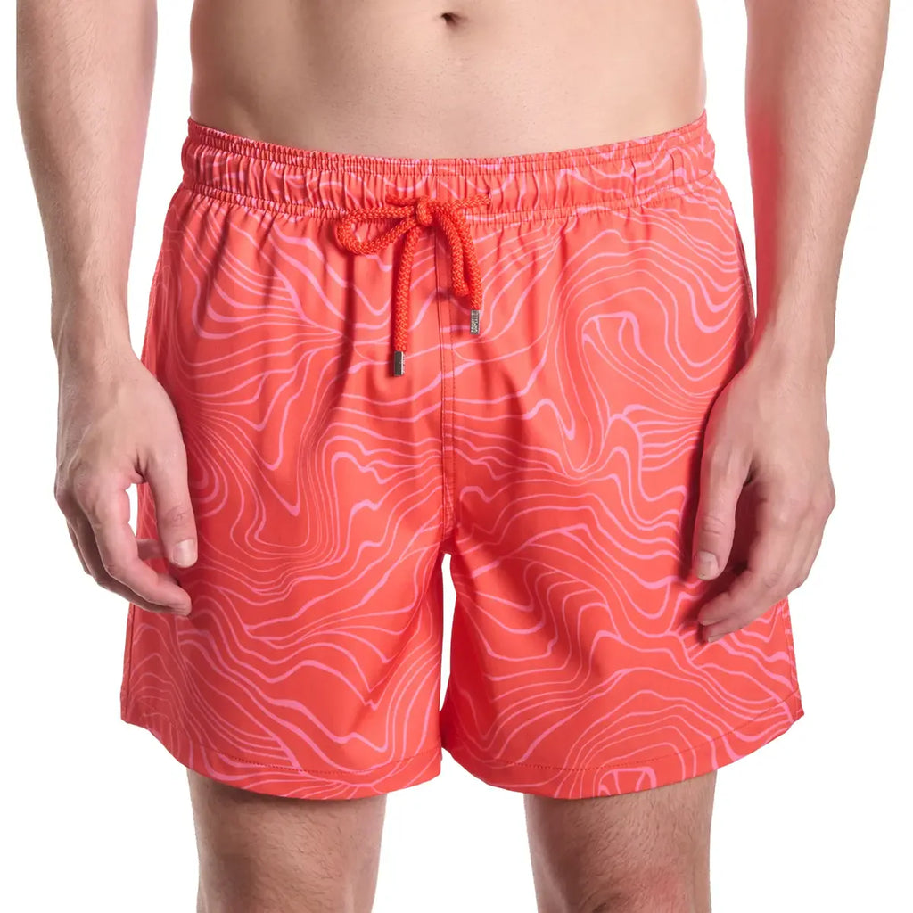 Sand Waves, Heat and Bloom Hybrid Short, Compression Lined Swim and Resort Trunk