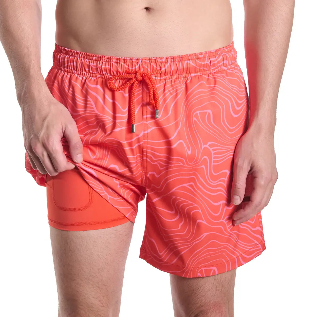 Sand Waves, Heat and Bloom Hybrid Short, Compression Lined Swim and Resort Trunk
