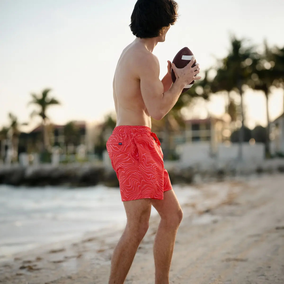 Sand Waves, Heat and Bloom Hybrid Short, Compression Lined Swim and Resort Trunk