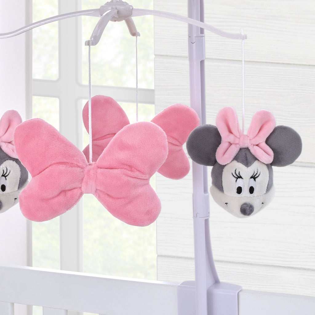 Disney Minnie Mouse Lovely Little Lady Pink Plush Bows Musical Mobile