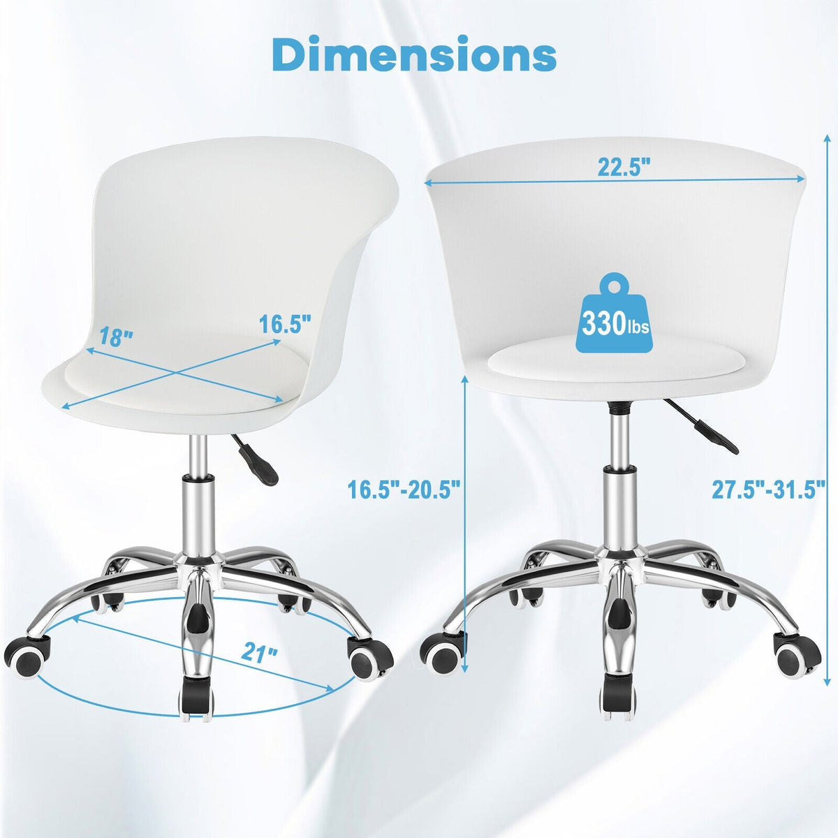 Set of 2 Office Desk Chair with Ergonomic Backrest and Soft Padded PU Leather Seat