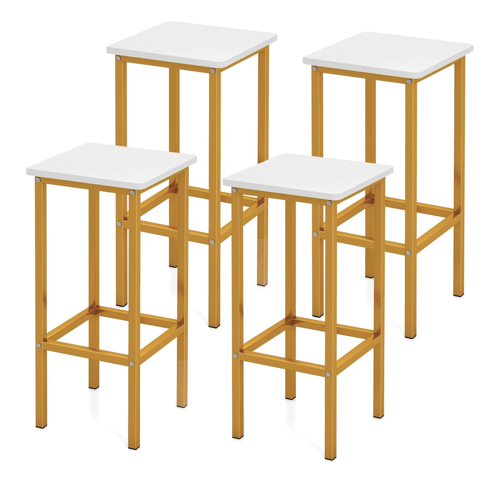 Set of 4 Bar Stool Set 26 Inch Bar Chair with Metal Legs and Footrest