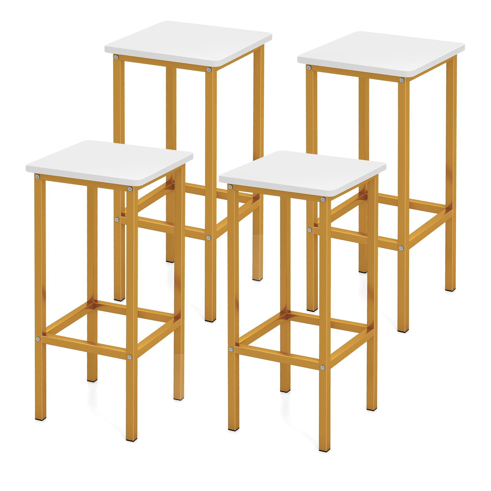 Set of 4 Bar Stool Set 26 Inch Bar Chair with Metal Legs and Footrest