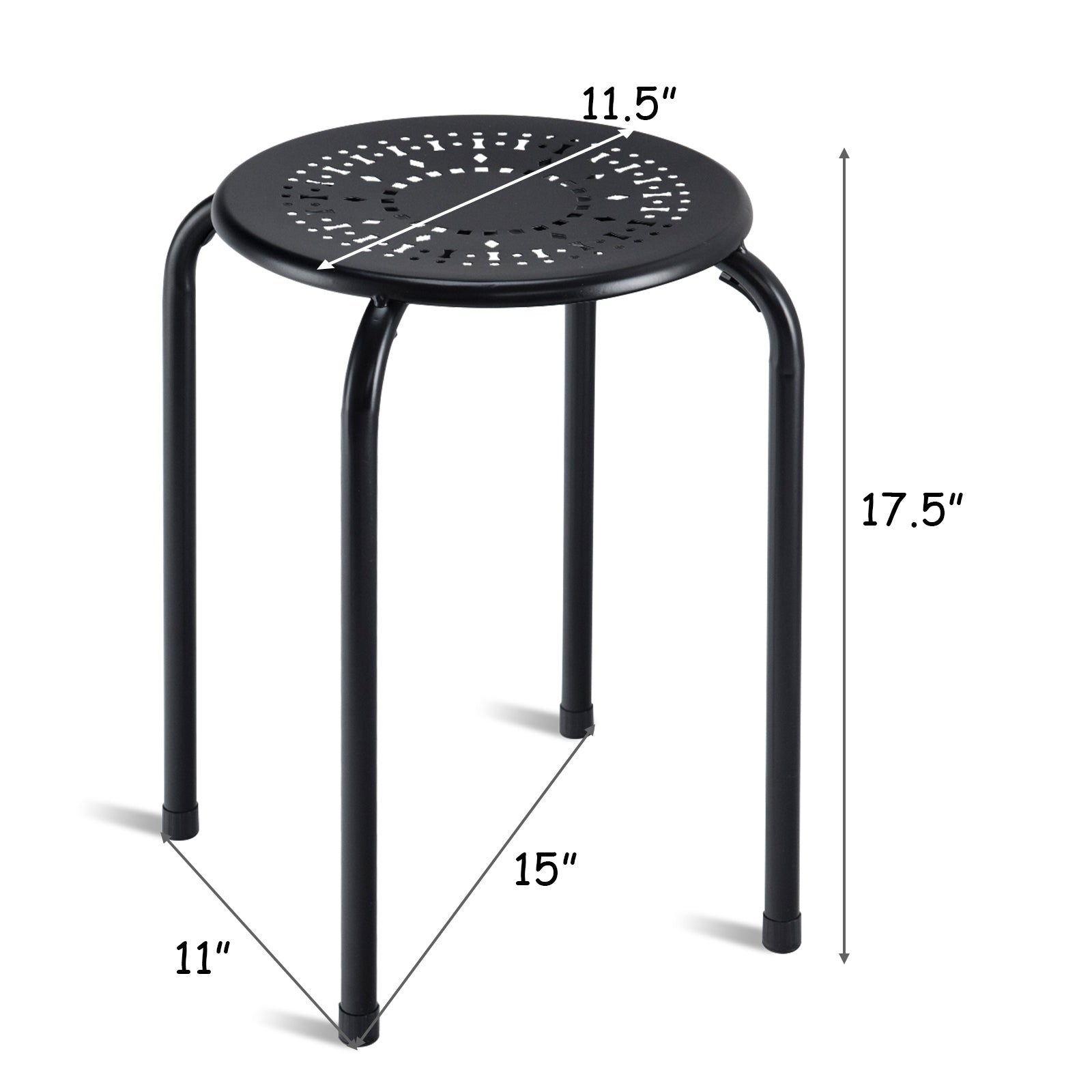 6-Pack Stackable Multifunctional Daisy Design Backless Round Metal Stool Set