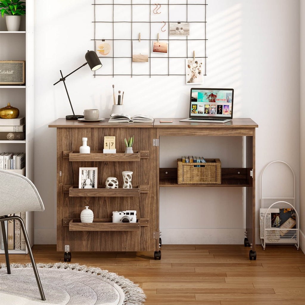 Folding Sewing Craft Table Shelf Storage Cabinet Home Furniture