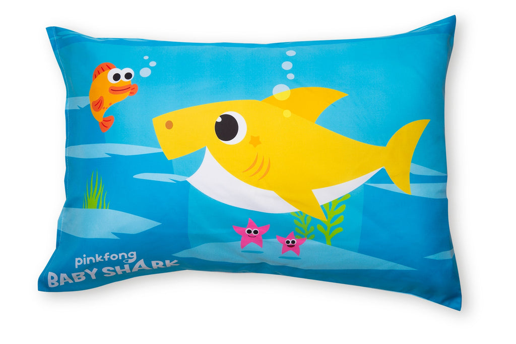 Baby Shark 2 Piece Toddler Sheet Set  - Includes Fitted Sheet and Reversible Pillowcase