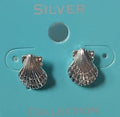 Silver Pecten Shell Post Earrings | Coastal Scallop Studs