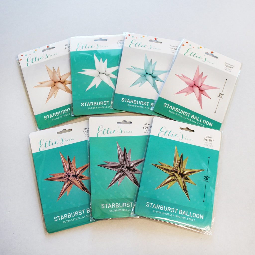 Silver Starburst Cluster Balloon | 12-Point Metallic Foil Star