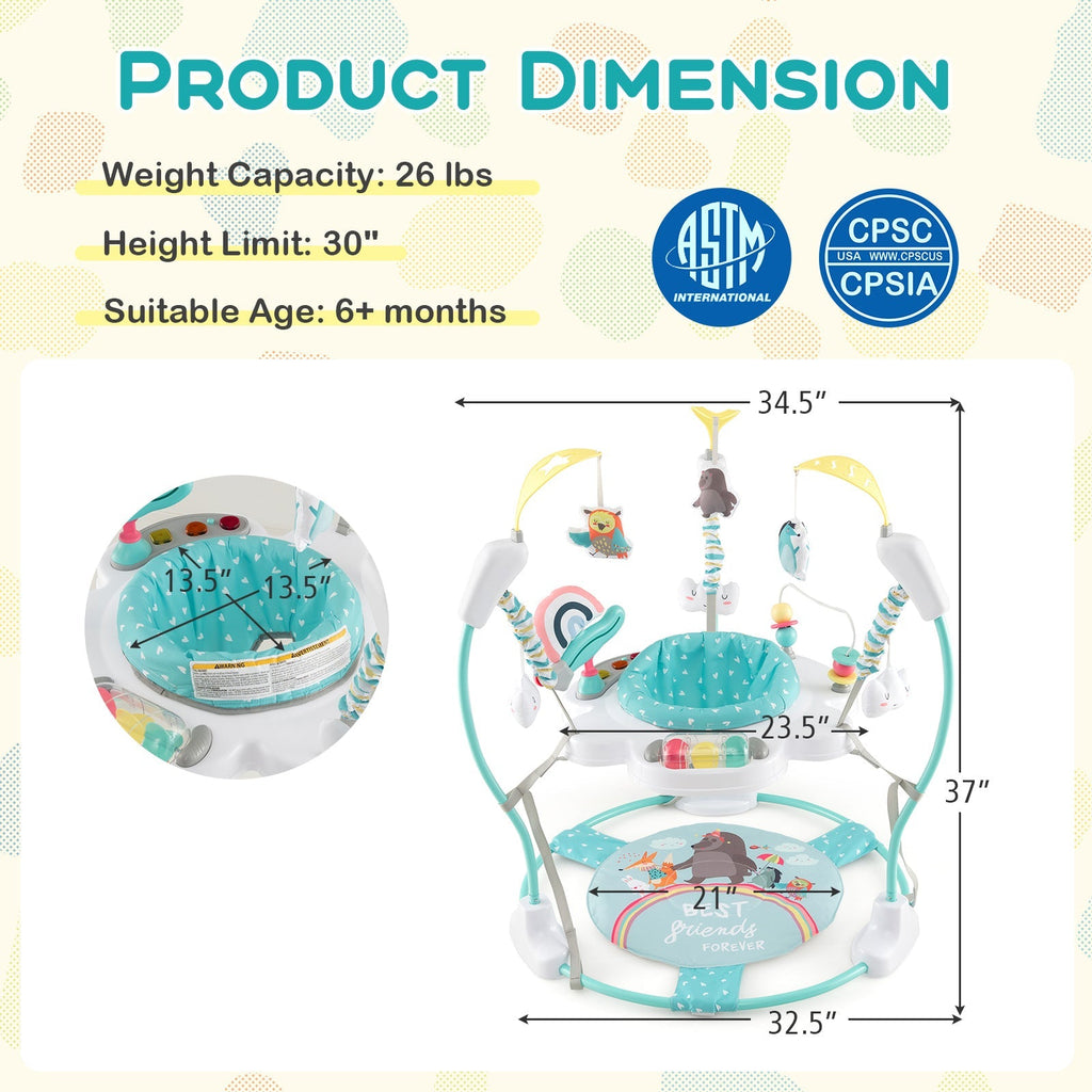 Baby Activity Center Height Adjustable Baby Bouncing Saucer with Interactive Toys