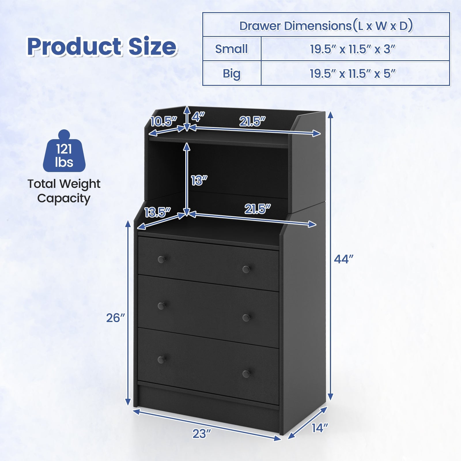 Storage Dresser with Anti-Toppling Device, 44" Tall