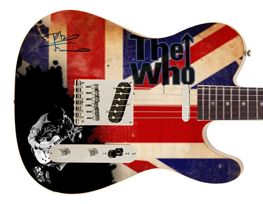 The Who Pete Townshend Signed British Flag  Graphics Guitar ACOA