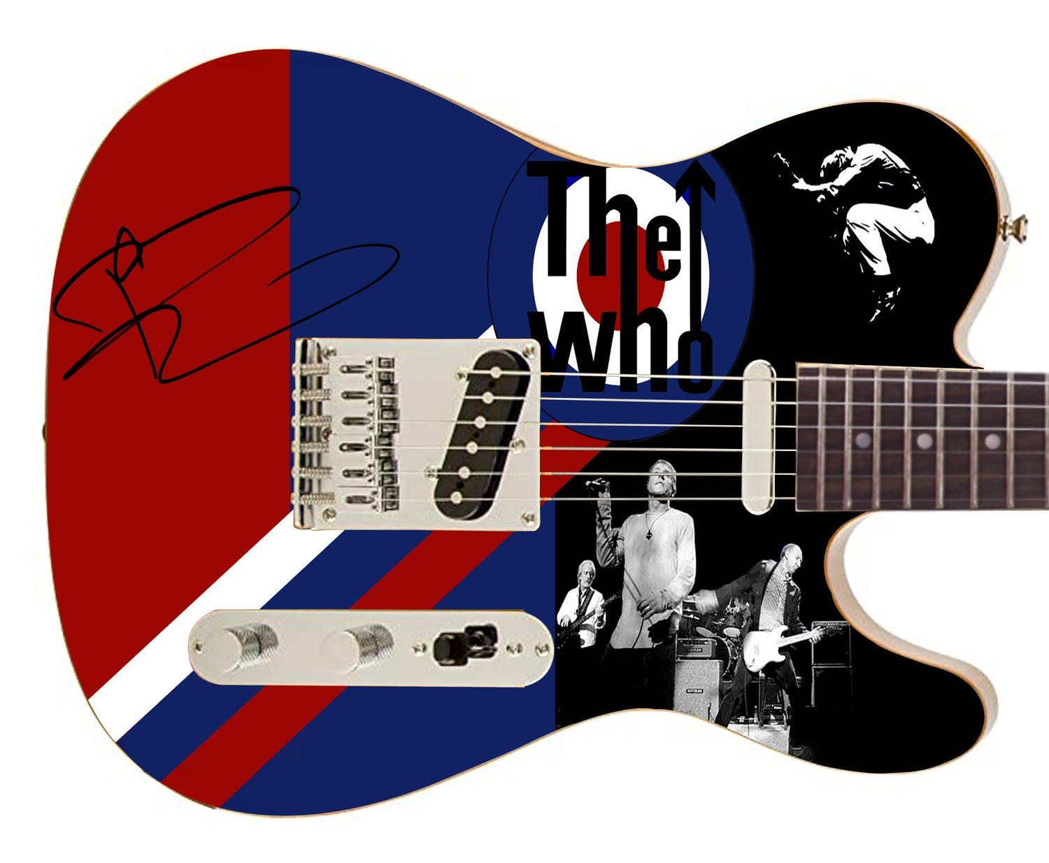 Pete Townshend Signed The Who Live Photo Graphics Guitar ACOA