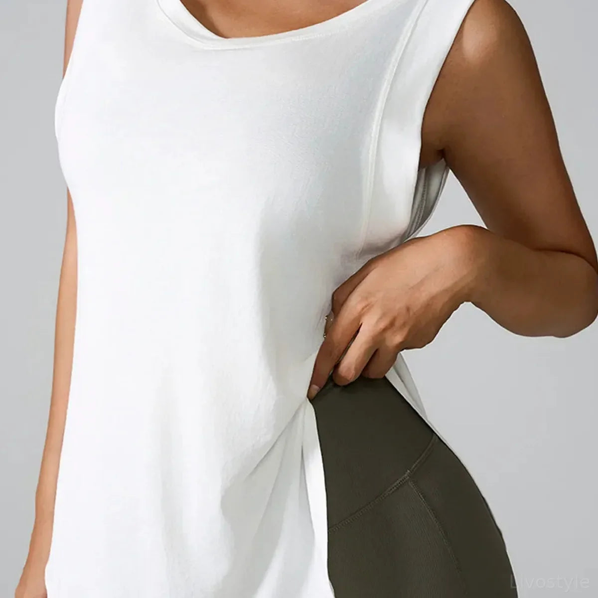 Slit Round Neck Modal Blend Active Tank