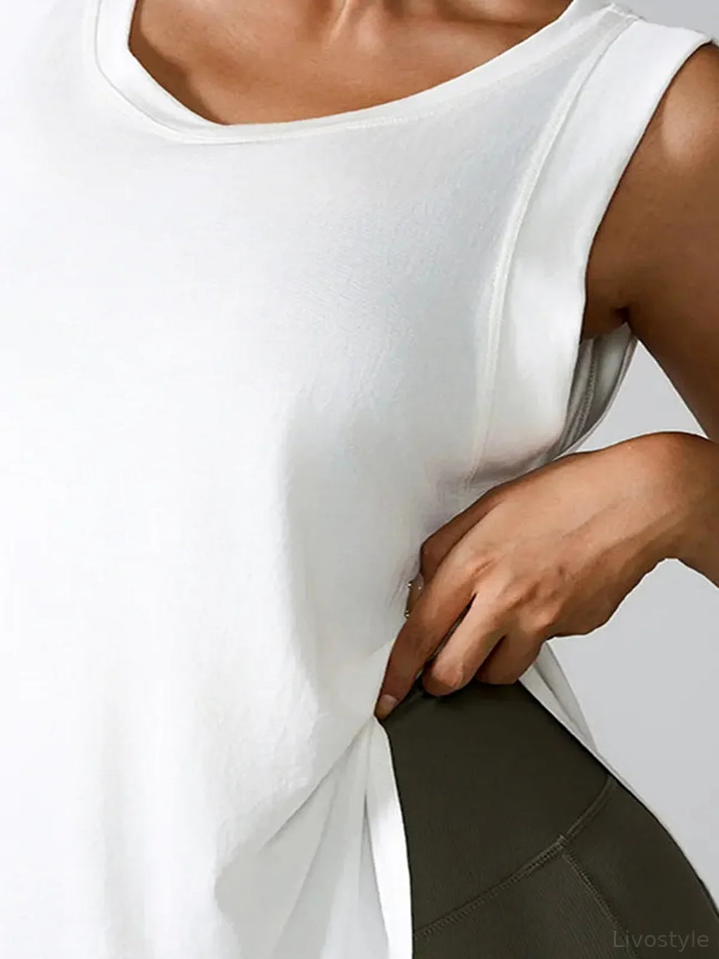 Slit Round Neck Modal Blend Active Tank