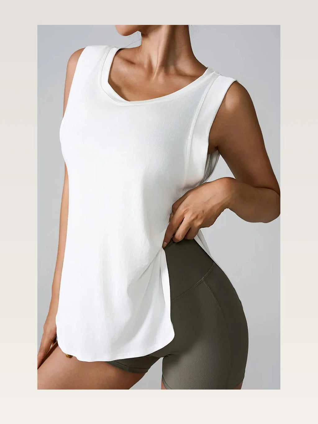 Slit Round Neck Modal Blend Active Tank