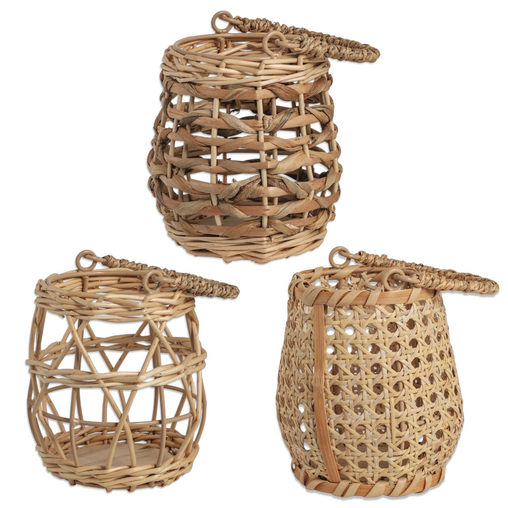 Petite Woven Rattan Lantern Basket