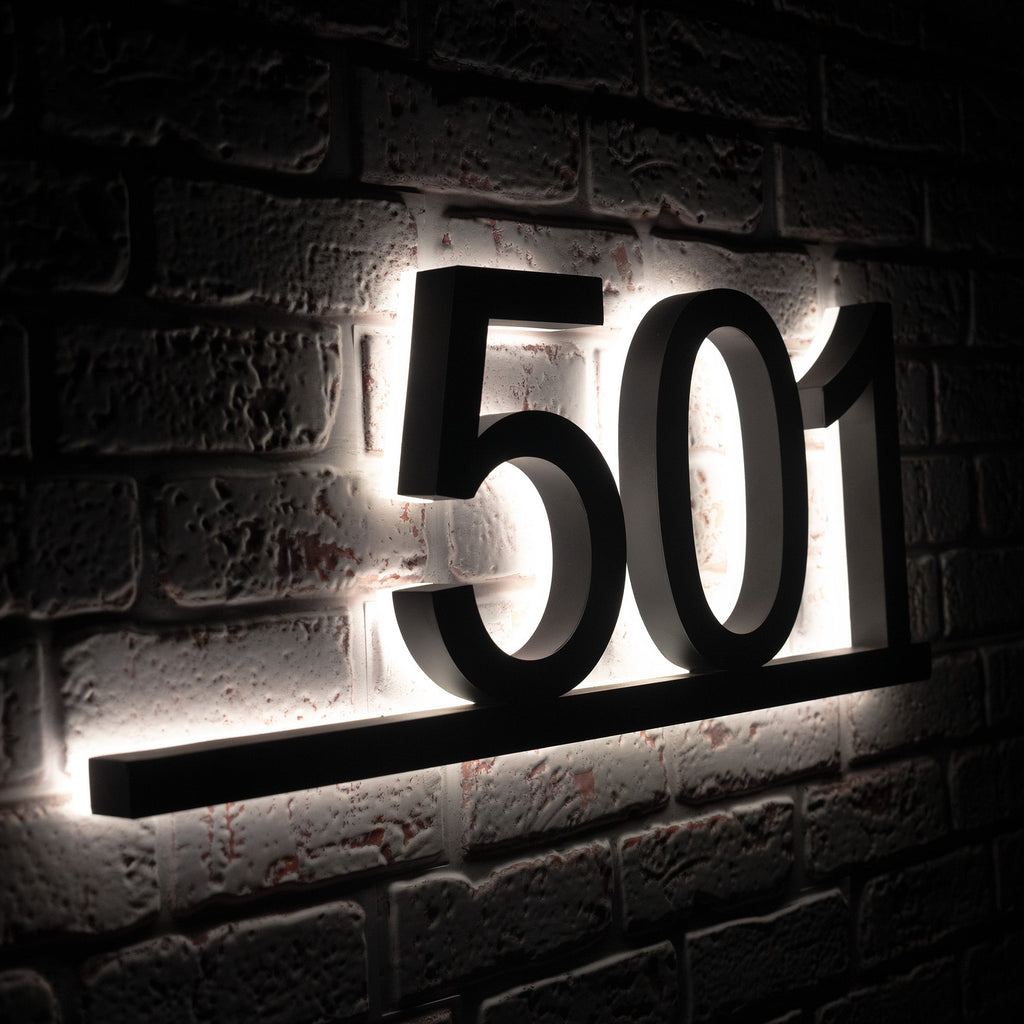 Backlit LED House Numbers with Underline – Modern Illuminated Address Numbers