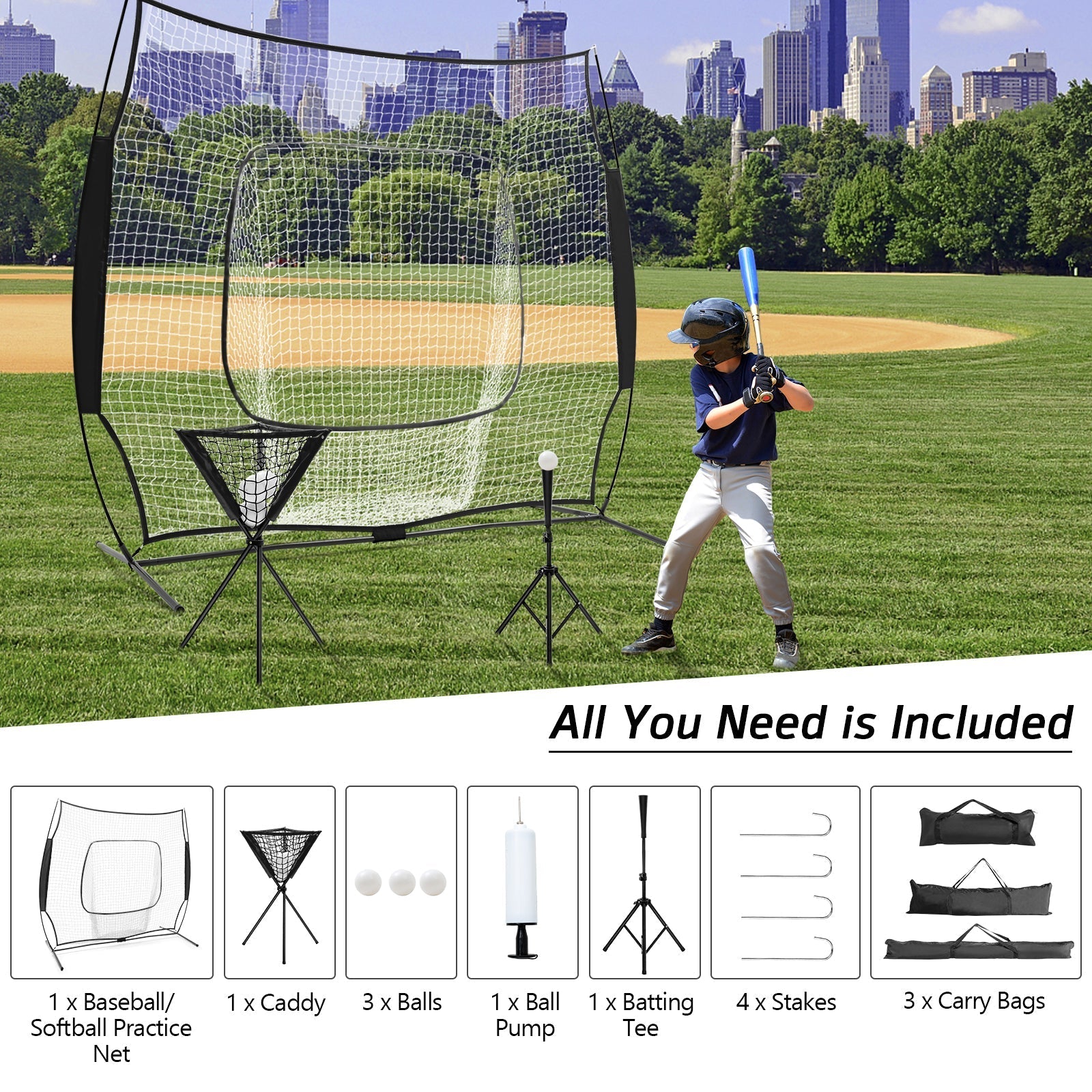 Portable Practice Net Kit with 3 Carrying Bags