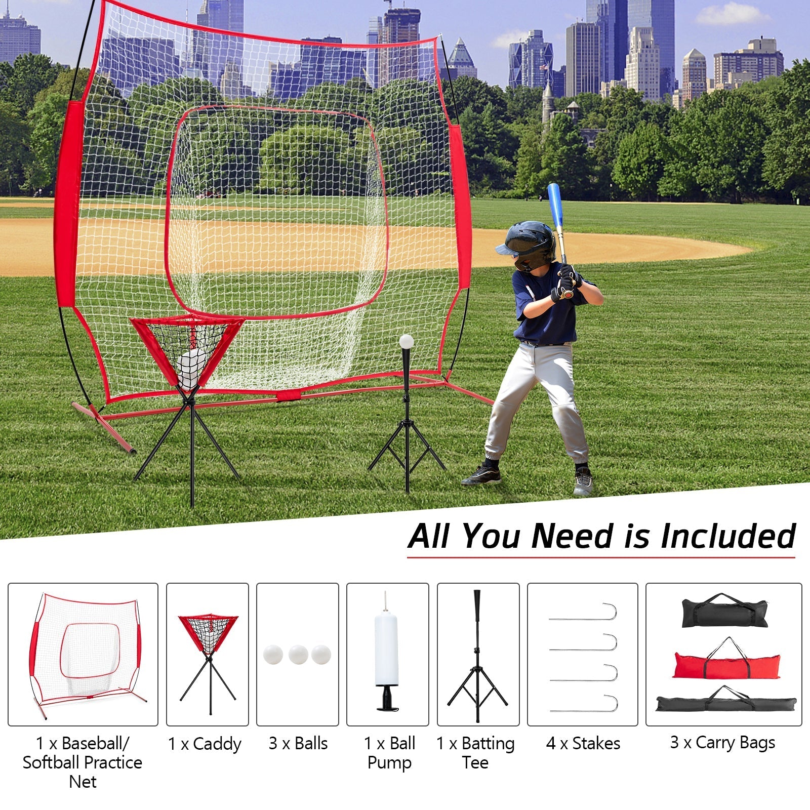 Portable Practice Net Kit with 3 Carrying Bags