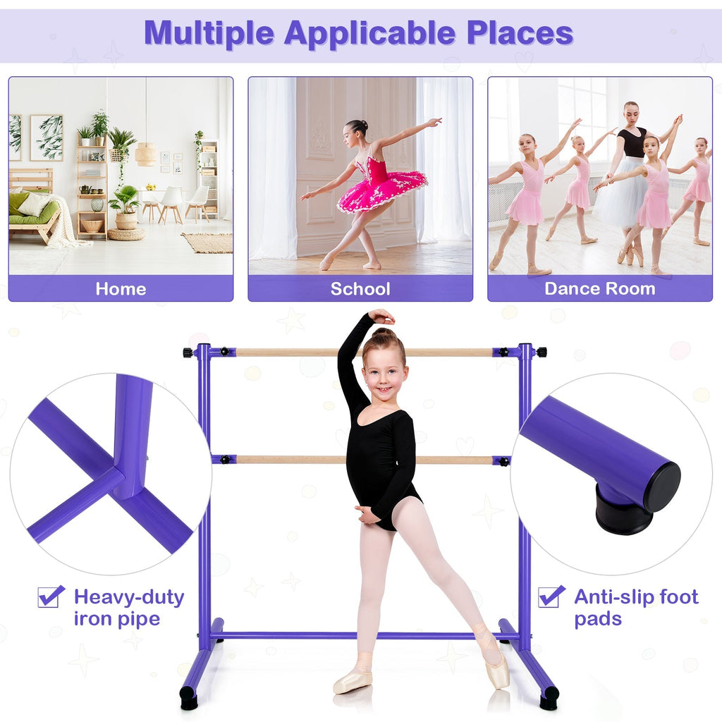 47 Inch Double Ballet Barre with Anti-Slip Footpads