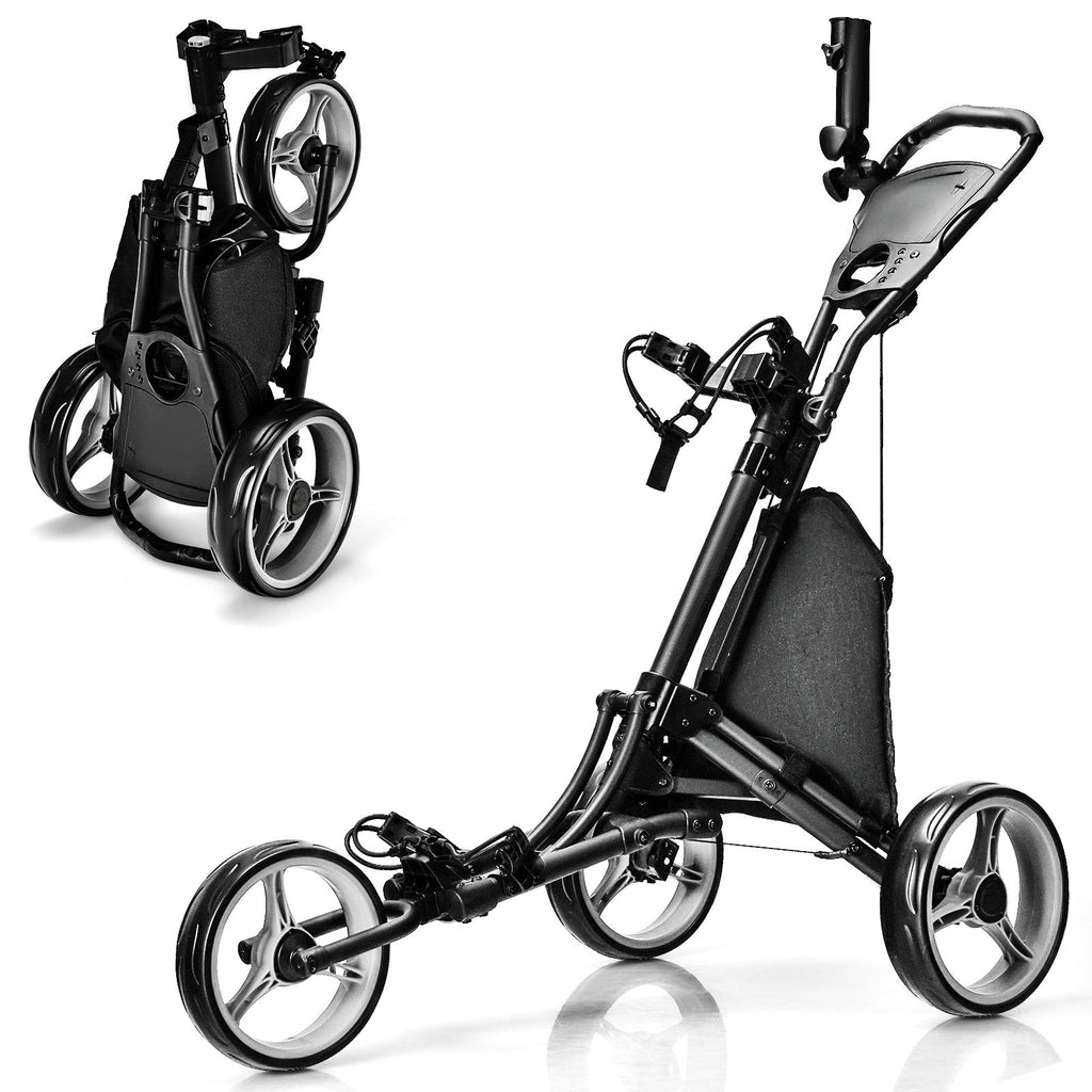 Folding 3 Wheels Golf Push Cart with Bag Scoreboard Adjustable Handle