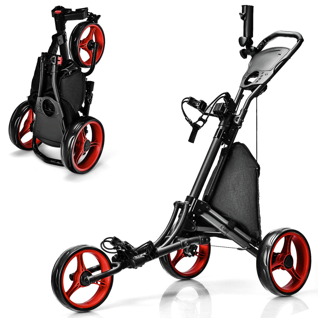 Folding 3 Wheels Golf Push Cart with Bag Scoreboard Adjustable Handle